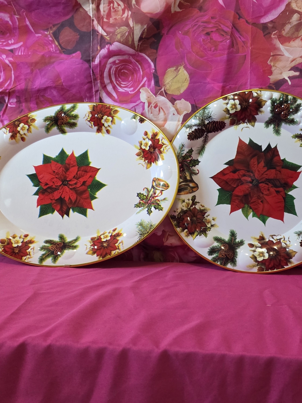 2 Pc Piontsette Themed Serving Platters